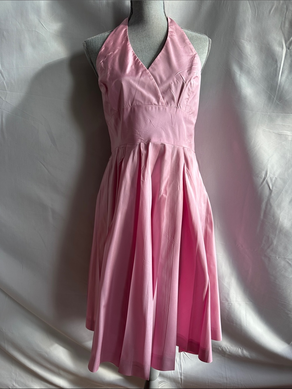 Lauren Ralph Lauren Pink Silk Halter Midi Dress
